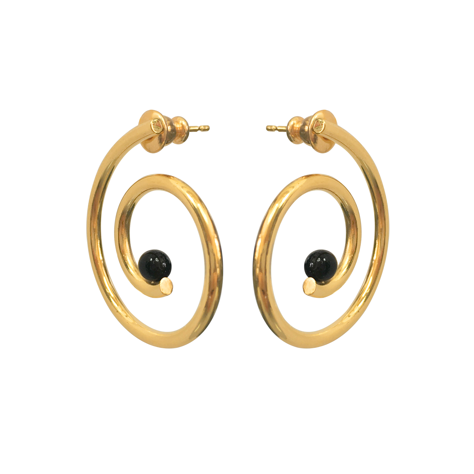 Handmade Nautilus Black Onyx Earrings side