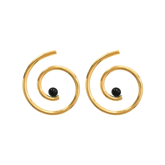Handmade Nautilus Black Onyx Earrings