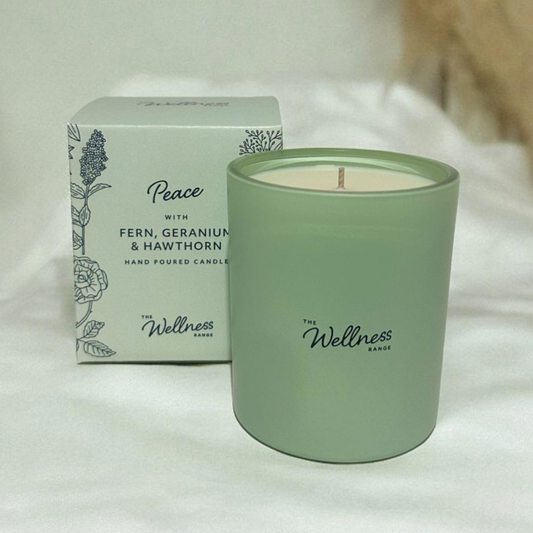 Peace Wellness Glass Candle with Fern, Geranium & Hawthorn