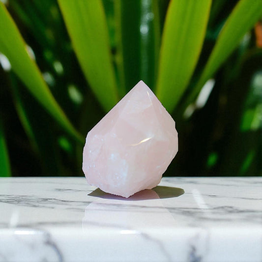 Rose Quartz Point - 8cm x 8cm on marble 2