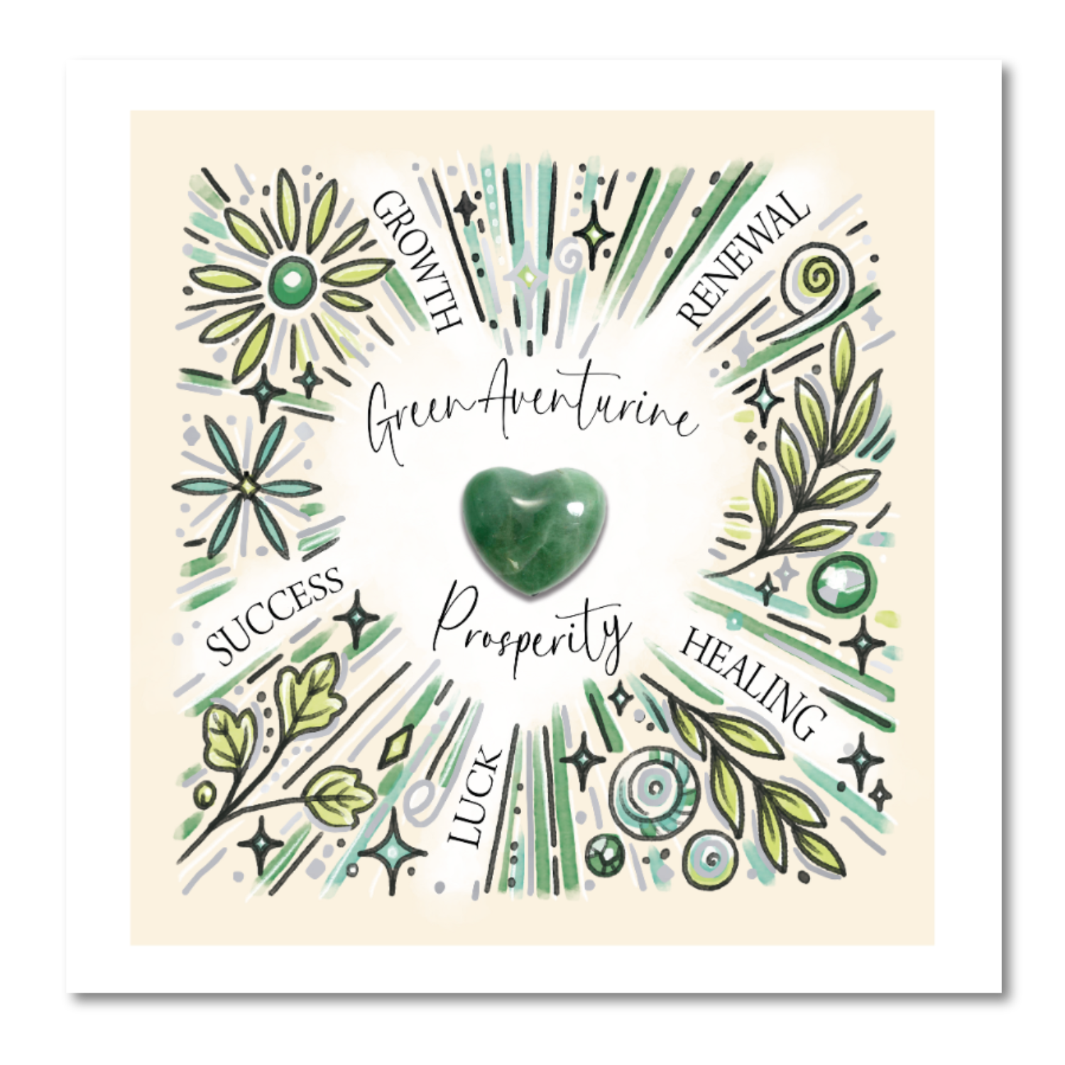 Crystal Greeting Cards - Green Aventurine