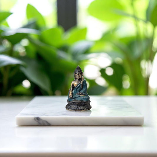 Small Brass Sitting Buddha - 7cm tall