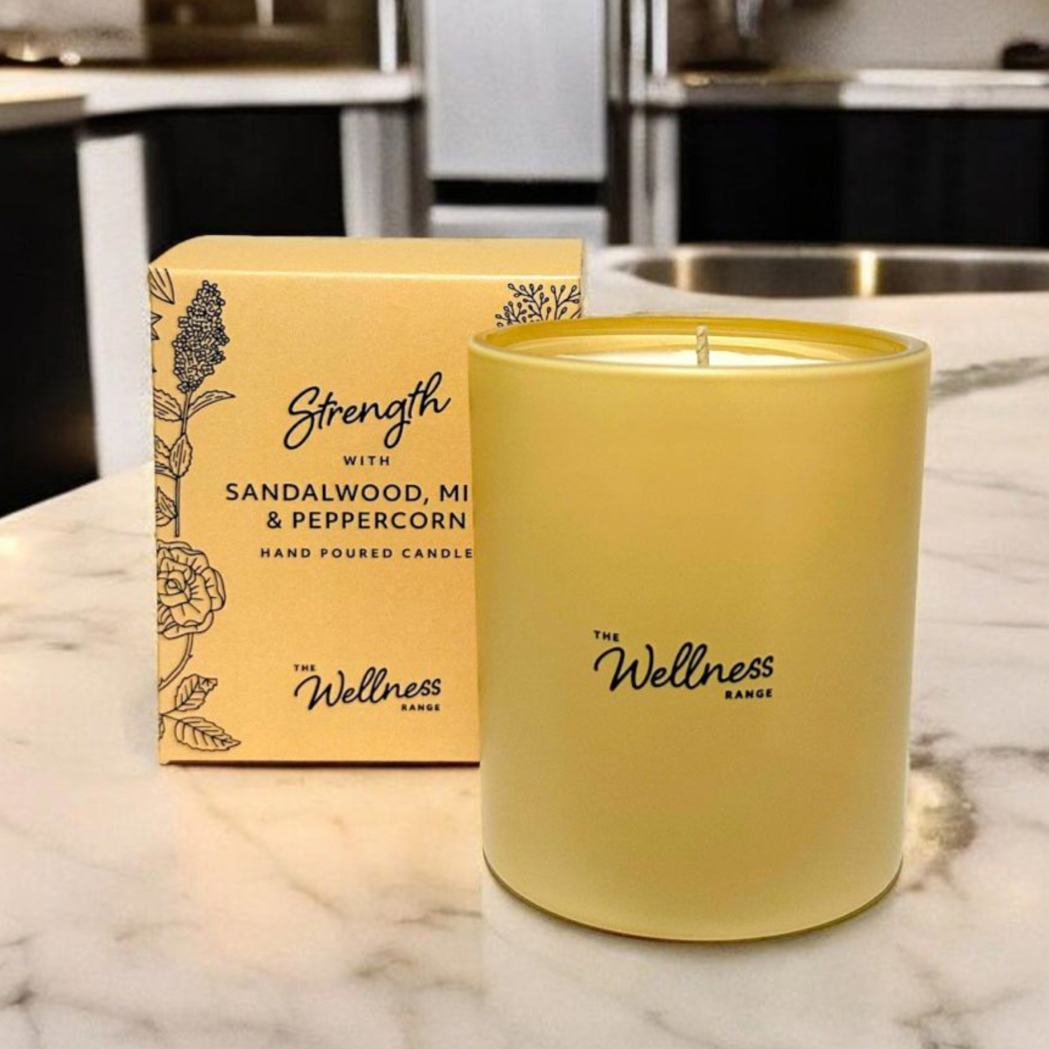 Strength Wellness Glass Candle with Sandalwood, Mint & Peppercorn