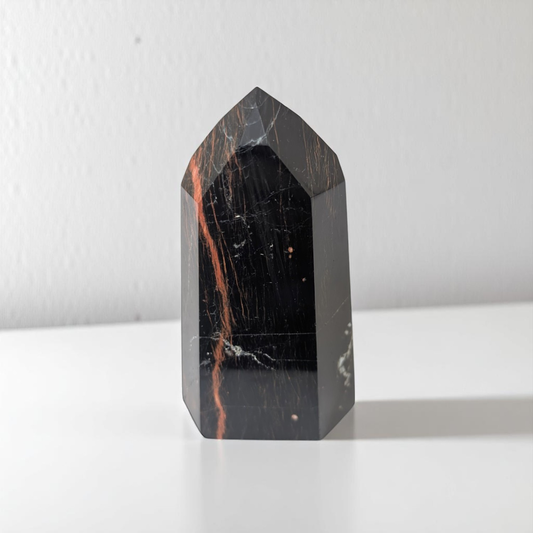 Tourmaline & Iron Obelisk - 11cm tall on marble