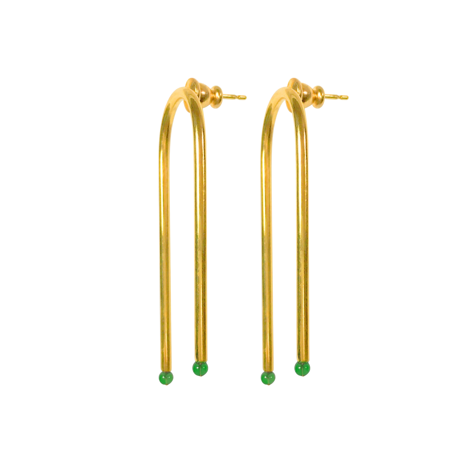 Handmade U-turn Green Agate Earrings