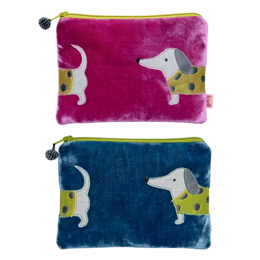 Velvet Dachshund Purse 16cm x 11cm