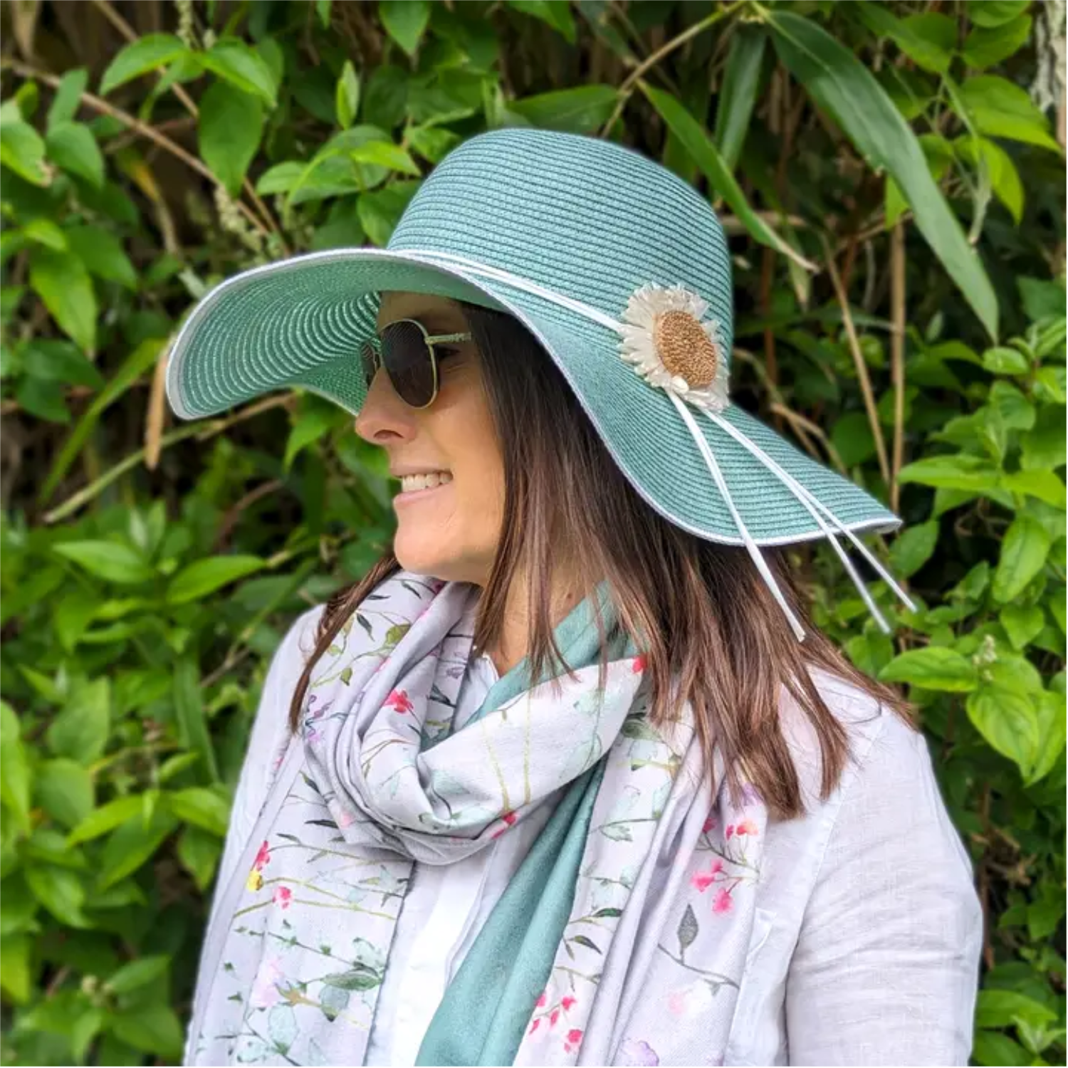 Wide Brim Foldable Hat - Light Green (57cm) on model