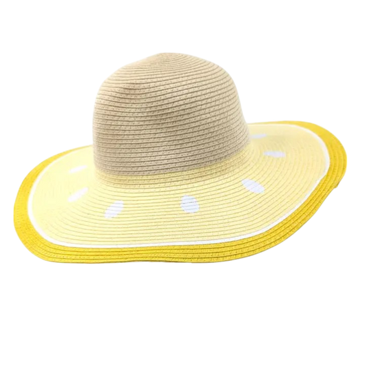 Wide Brim Foldable Sun Hat - Lemon Yellow (57cm) side